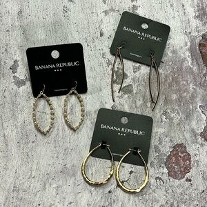 3 Piece NWT Banana Republic Factory Gold & Rose Gold Dangle & Hoop Earring Lot